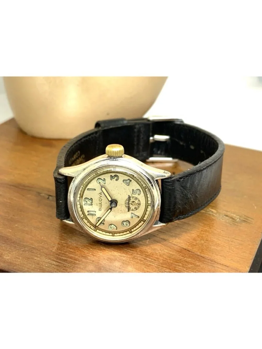 Bulova Watch Vintage WWII Military 10AE Manual Wind Leather Strap 28mm